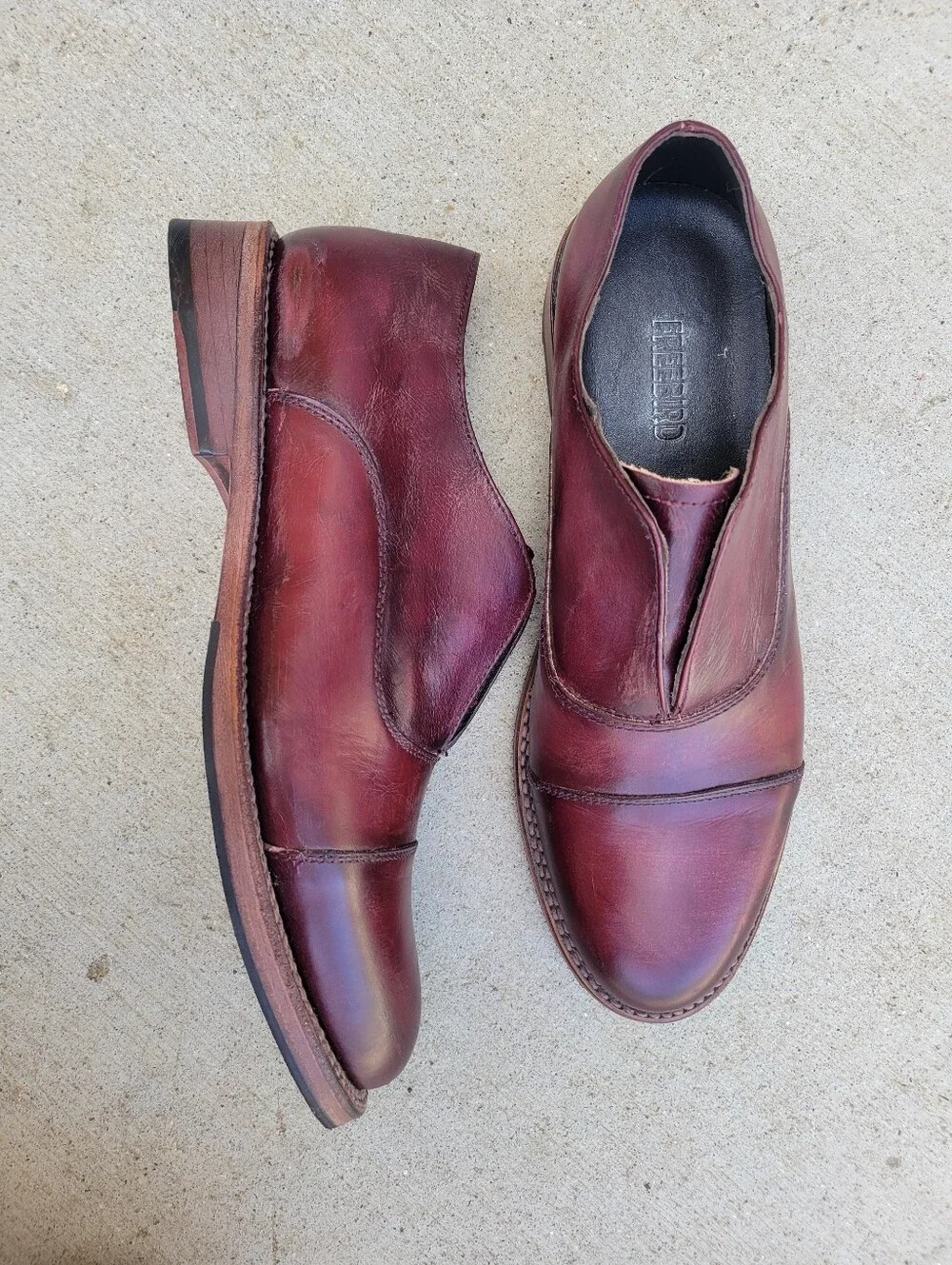 Freebird Men's Detrick Oxford Dress Slip On Leather Low Heel Oxblood Size 10